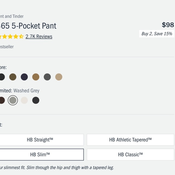 NWOT Flint and Tinder 365 5 pocket pant 33x32 Washed grey HB slim Men - Picture 9 of 16